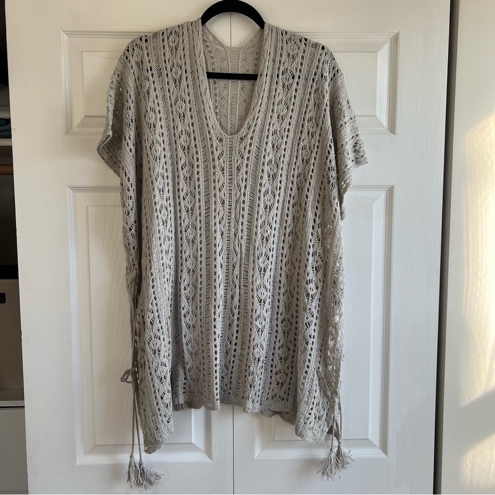 Crochet Open Knit Swimsuit Coverup‎ Net Bikini Tunic Top Dress Nude Boho Tessels